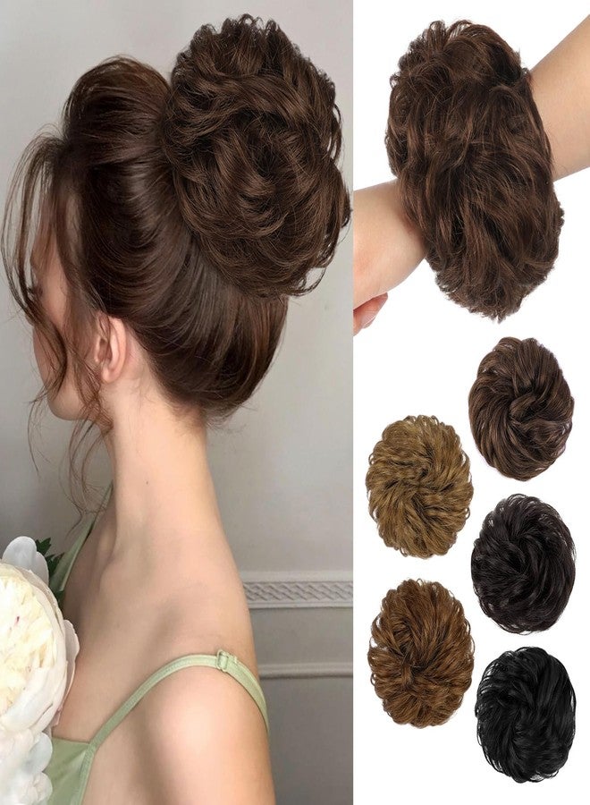 HMD 100% Human Hair Bun Messy Bun Extensions Human Hair Messy Rose Piece Curly Hair Bun with Elastic Band Hair Extensions Tousled Updo Hairpieces for Women - Image 1